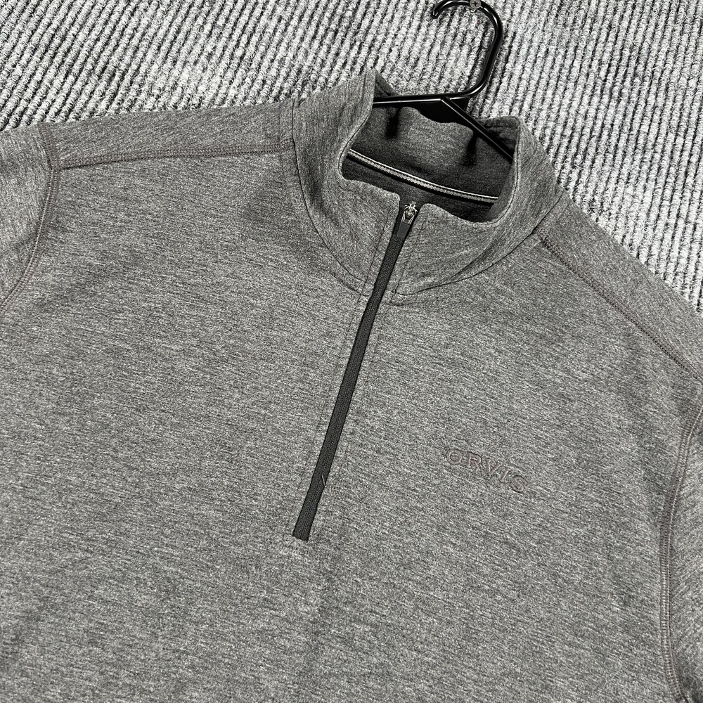 Orvis Pullover Mens Large Gray 1/4 Zip Stretch Mock Neck Casual Shirt Top